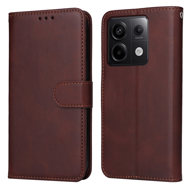 

For Xiaomi Redmi Note13 Pro 5G Global Classic Calf Texture Flip Leather Phone Case(Brown)