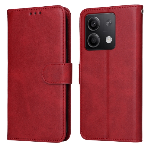 

For Xiaomi Redmi Note13 5G Global Classic Calf Texture Flip Leather Phone Case(Red)