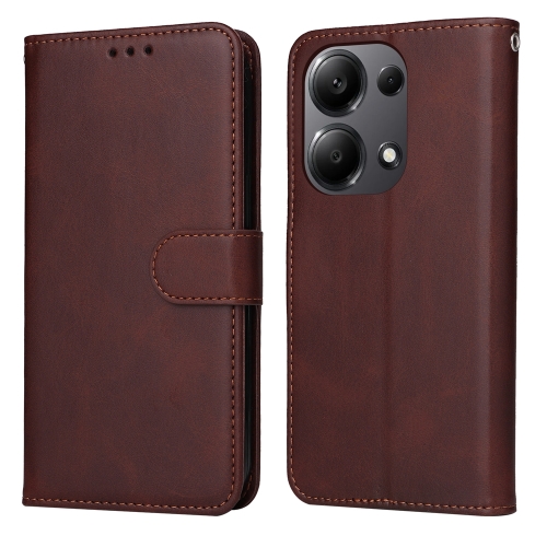 

For Xiaomi Redmi Note13 Pro 4G Global/Poco M6 Pro 4G Classic Calf Texture Flip Leather Phone Case(Brown)