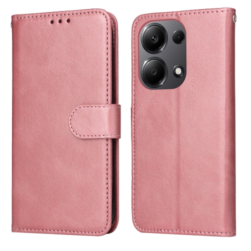 

For Xiaomi Redmi Note13 Pro 4G Global/Poco M6 Pro 4G Classic Calf Texture Flip Leather Phone Case(Rose Gold)