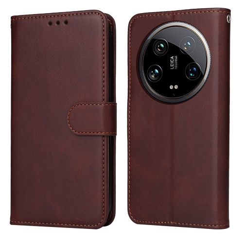 

For Xiaomi 14 Ultra Classic Calf Texture Flip Leather Phone Case(Brown)