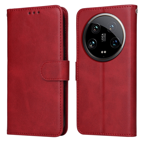 

For Xiaomi 14 Ultra Classic Calf Texture Flip Leather Phone Case(Red)