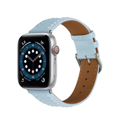立体爱心真皮表带适用于Apple Watch 6 44mm（蓝色）