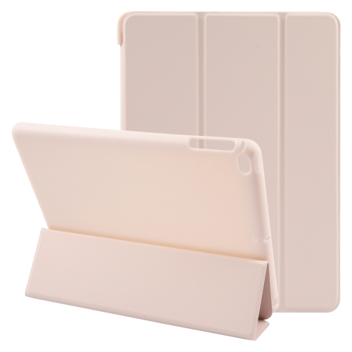 

For iPad 9.7 2018 & 2017 / Air / Air2 GEBEI 3-folding Holder Shockproof Flip Leather Tablet Case(Pink)