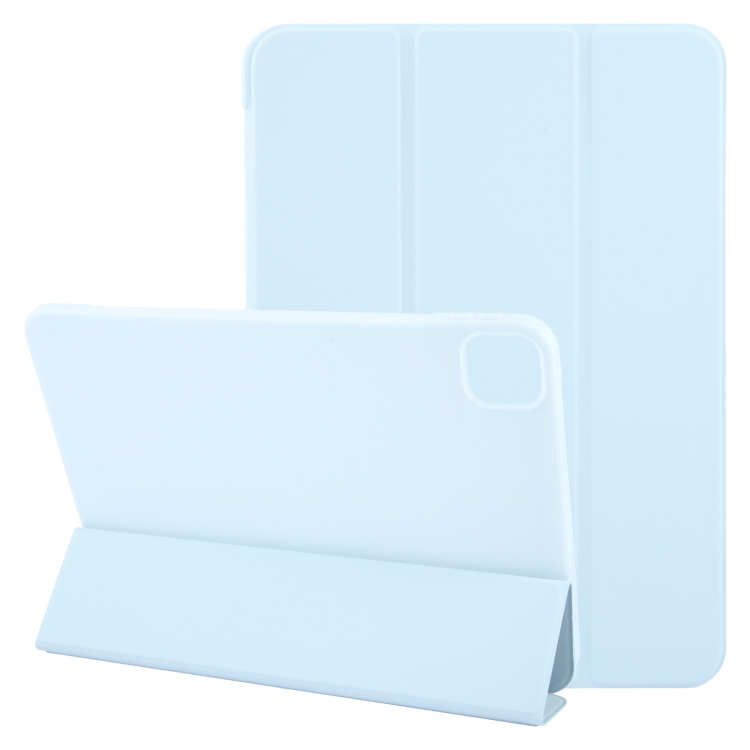 

For iPad Air 13 2025 / 2024 GEBEI 3-folding Holder Shockproof Flip Leather Tablet Case(Sky Blue)