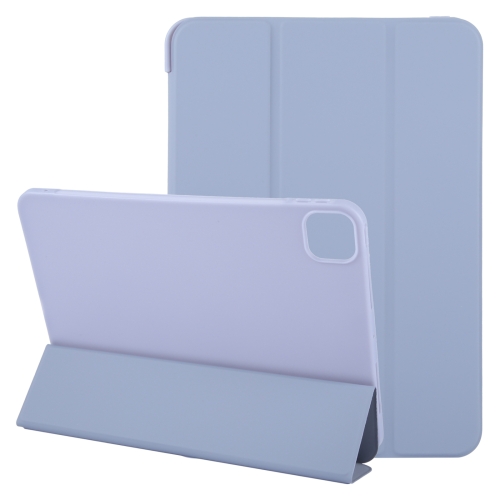 

For iPad Pro 13 2024 GEBEI 3-folding Holder Shockproof Flip Leather Tablet Case(Light Purple)