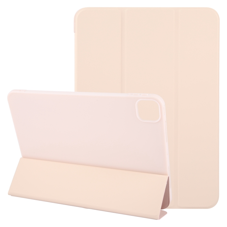 

For iPad Pro 13 2025 / 2024 GEBEI 3-folding Holder Shockproof Flip Leather Tablet Case(Pink)