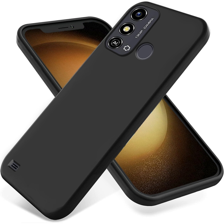 

For ZTE Blade A53 Pure Color Liquid Silicone Shockproof Phone Case(Black)