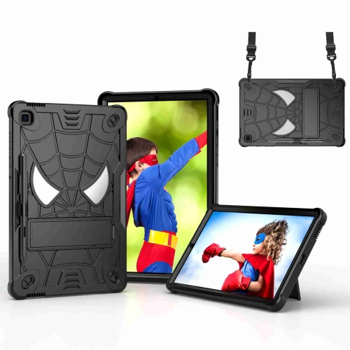 

For Samsung Galaxy Tab S6 Lite P610 Spider Texture Silicone Hybrid PC Tablet Case with Shoulder Strap(Black)