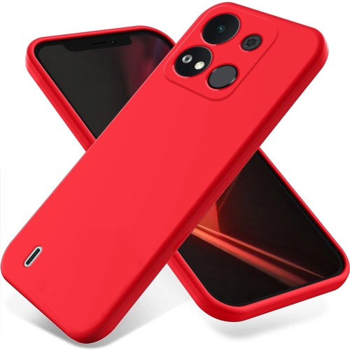 For itel A04 Pure Color Liquid Silicone Shockproof Phone Case(Red) чехол df для itel vision 2s silicone red itcase 03