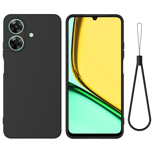 

For Realme C61 India / Narzo N61 Pure Color Liquid Silicone Shockproof Phone Case(Black)