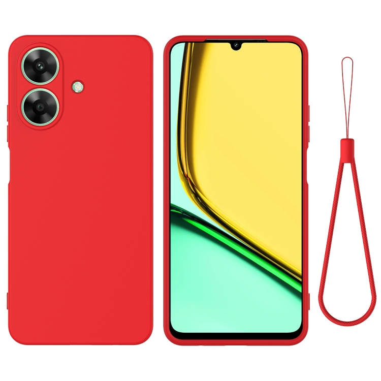 Realme Note 60 Pure Color 액체 실리콘 내충격성 폰 케이스(레드)