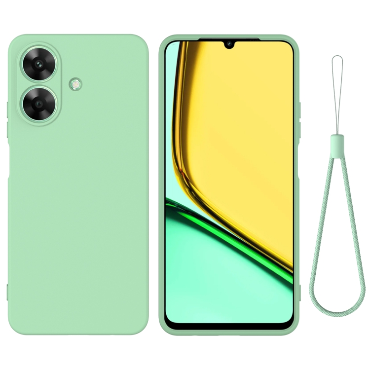Realme Note 60 用 純色液体シリコン耐衝撃電話ケース (グリーン)
