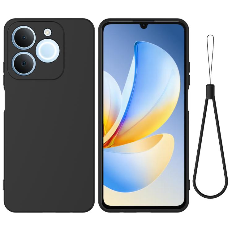

For Realme C71 4G India/Narzo 80 Lite 4G Solid Color Liquid Silicone Dropproof Full Coverage Phone Case(Black)