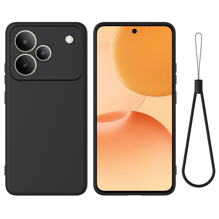 

For Realme P4 5G Solid Color Liquid Silicone Dropproof Full Coverage Phone Case(Black)
