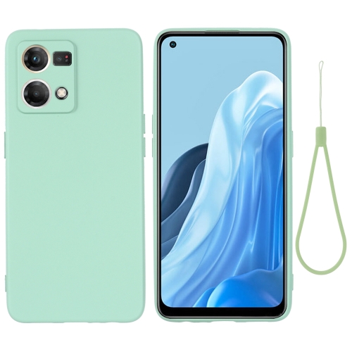 

For OPPO Reno8 4G Pure Color Liquid Silicone Shockproof Phone Case(Green)