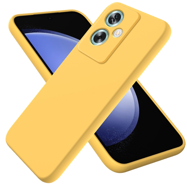 

For OPPO A79 Pure Color Liquid Silicone Shockproof Phone Case(Yellow)