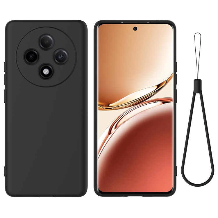 

For OPPO F27 Pro / F27 Pro+ Pure Color Liquid Silicone Shockproof Phone Case(Black)