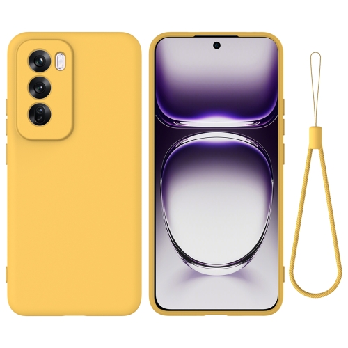 

For OPPO Reno12 5G Global Pure Color Liquid Silicone Shockproof Phone Case(Yellow)