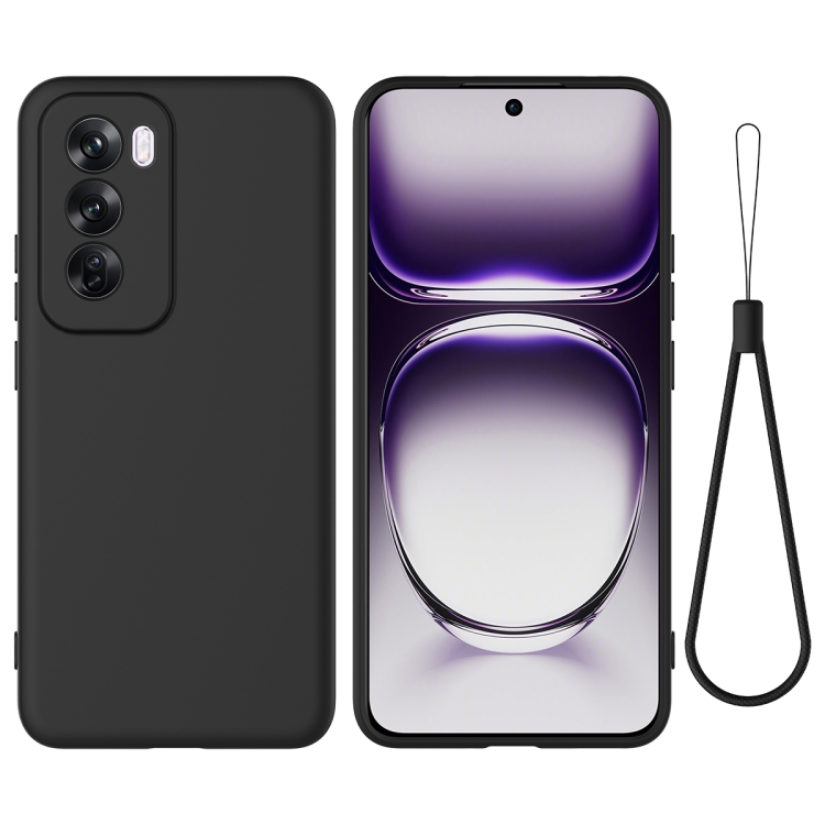 

For OPPO Reno12 Pro 5G Global Pure Color Liquid Silicone Shockproof Phone Case(Black)