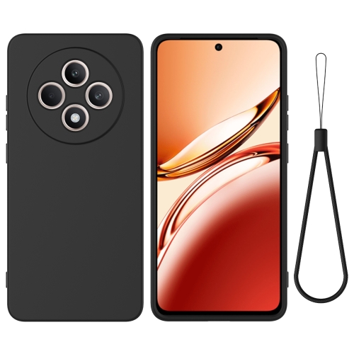 

For OPPO Reno12 F 5G / 4G / F27 Pure Color Liquid Silicone Shockproof Phone Case(Black)