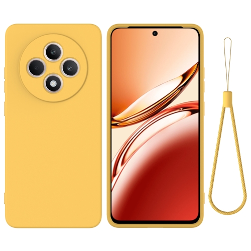 

For OPPO Reno12 F 5G Pure Color Liquid Silicone Shockproof Phone Case(Yellow)