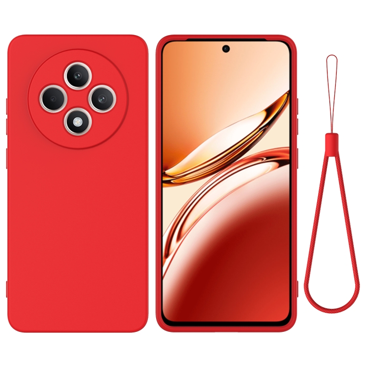 

For OPPO Reno12 F 5G Pure Color Liquid Silicone Shockproof Phone Case(Red)