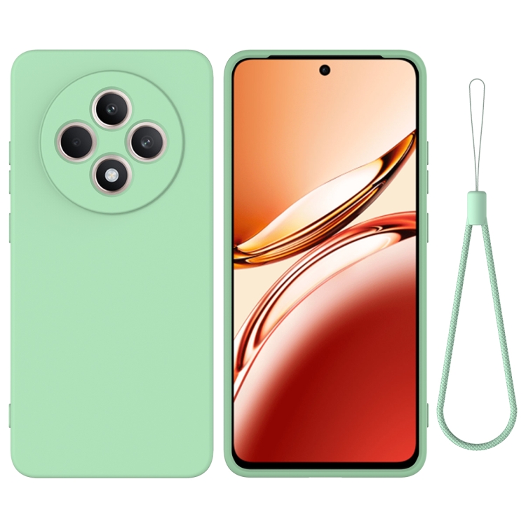 

For OPPO Reno12 F 5G Pure Color Liquid Silicone Shockproof Phone Case(Green)