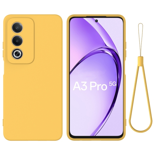 

For OPPO A3 Pro 5G India Pure Color Liquid Silicone Shockproof Phone Case(Yellow)