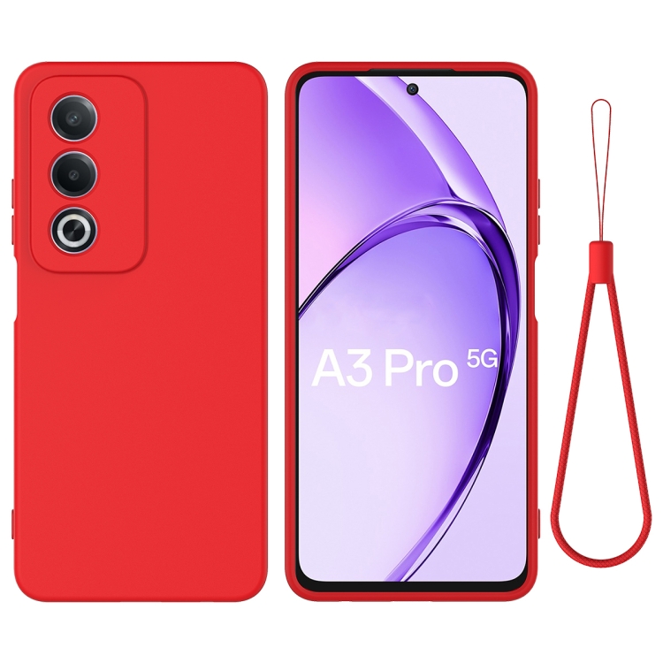 

For OPPO A3 Pro 5G India Solid Color Liquid Silicone Dropproof Full Coverage Phone Case(Red)