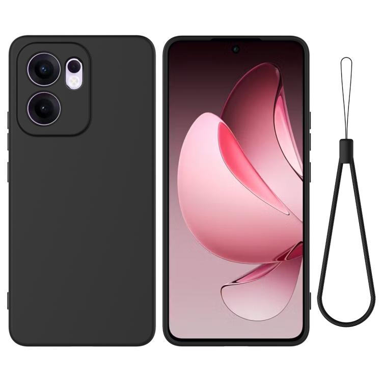 

For OPPO Reno13 F 4G / 5G Solid Color Liquid Silicone Dropproof Full Coverage Phone Case(Black)