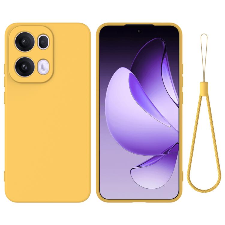 

For OPPO Reno13 Pro 5G Global Solid Color Liquid Silicone Dropproof Full Coverage Phone Case(Yellow)