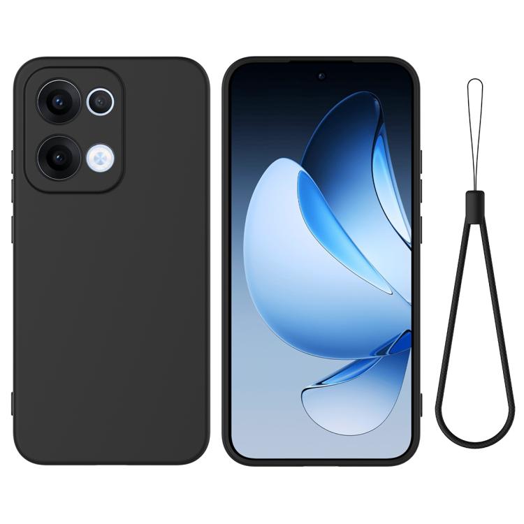 

For OPPO Reno13 5G Global Solid Color Liquid Silicone Dropproof Full Coverage Phone Case(Black)