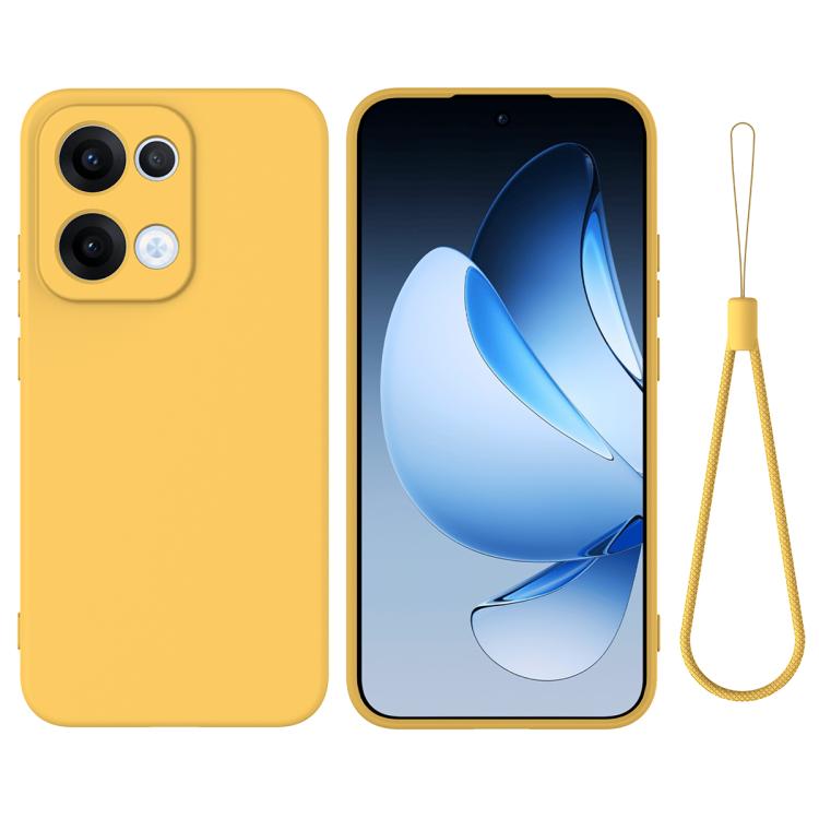 

For OPPO Reno13 5G Global Pure Color Liquid Silicone Shockproof Phone Case(Yellow)