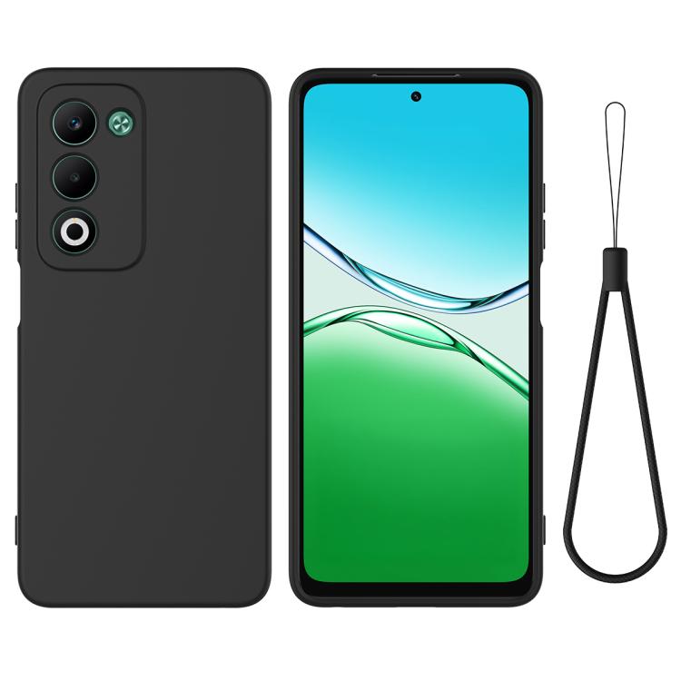 

For OPPO A5 4G / 5G Global / A5i Pro 4G Solid Color Liquid Silicone Dropproof Full Coverage Phone Case(Black)