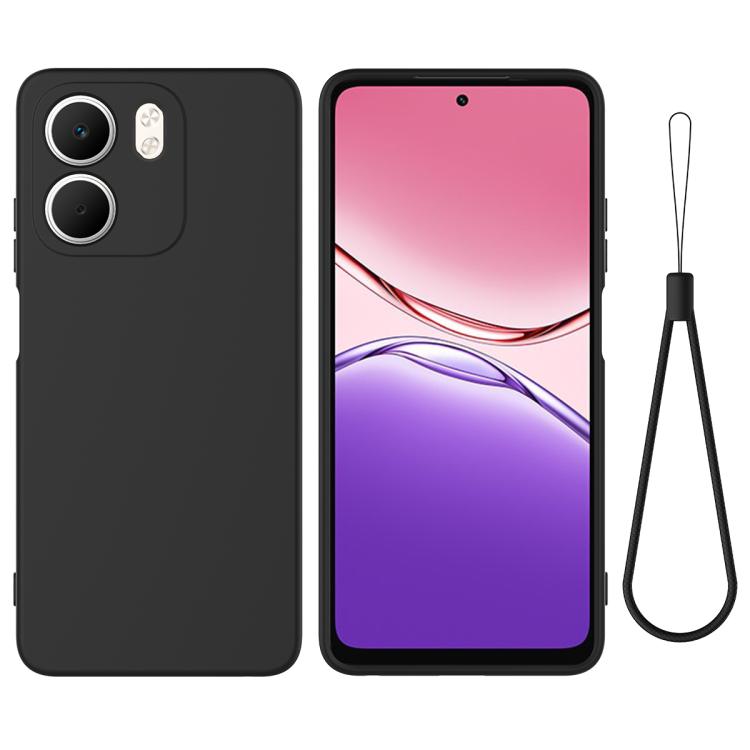

For OPPO A5x 4G / 5G Solid Color Liquid Silicone Dropproof Full Coverage Phone Case(Black)