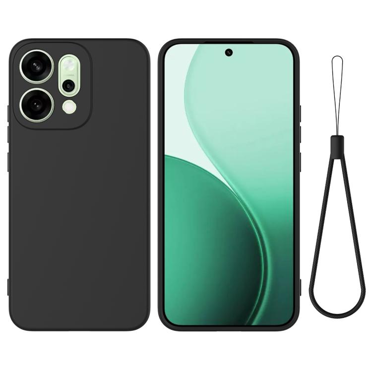 

For OPPO Reno14 5G Global Solid Color Liquid Silicone Dropproof Full Coverage Phone Case(Black)