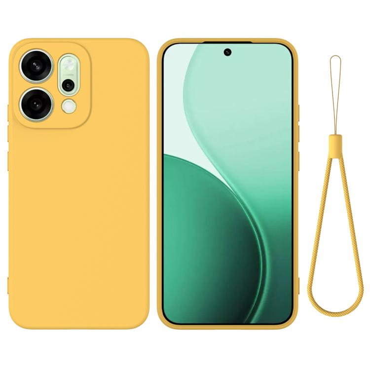 

For OPPO Reno14 Pro 5G Global Solid Color Liquid Silicone Dropproof Full Coverage Phone Case(Yellow)