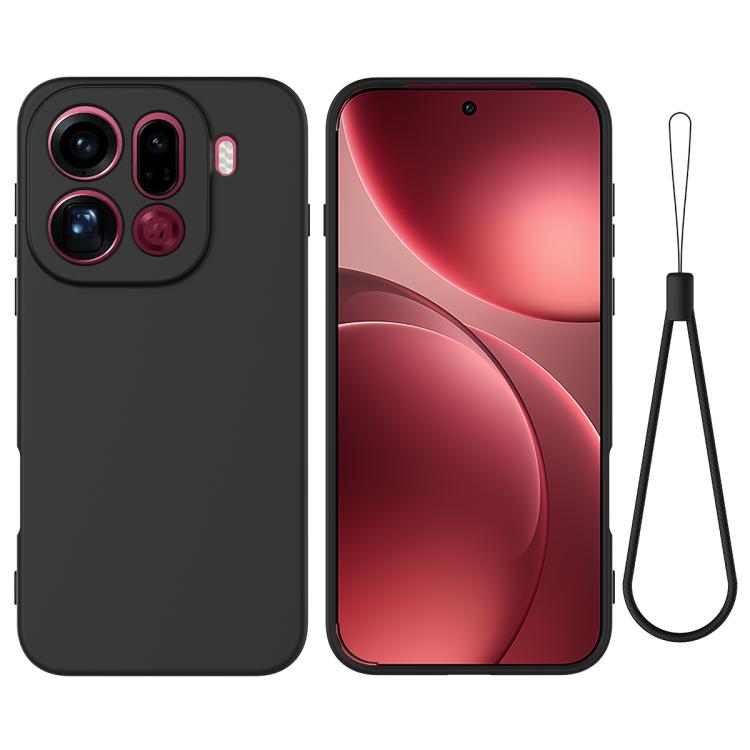 

For OPPO Find X9 Pro Solid Color Liquid Silicone Dropproof Full Coverage Phone Case(Black)