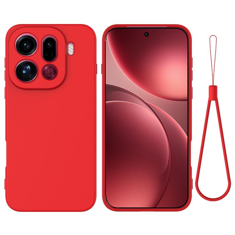 

For OPPO Find X9 Pro Solid Color Liquid Silicone Dropproof Full Coverage Phone Case(Red)