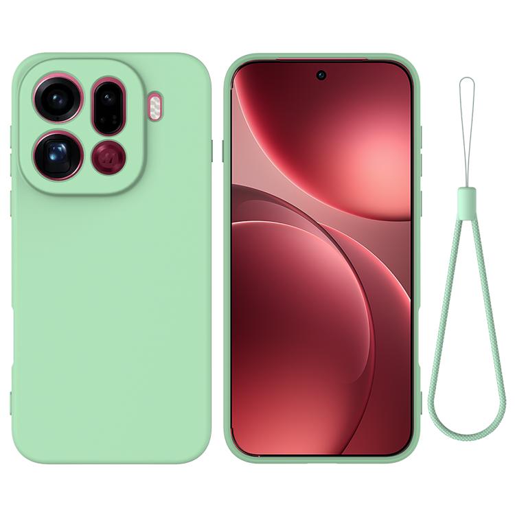 

For OPPO Find X9 Pro Solid Color Liquid Silicone Dropproof Full Coverage Phone Case(Green)