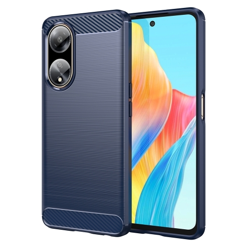 

For OPPO A1 5G Brushed Texture Carbon Fiber TPU Phone Case(Blue)