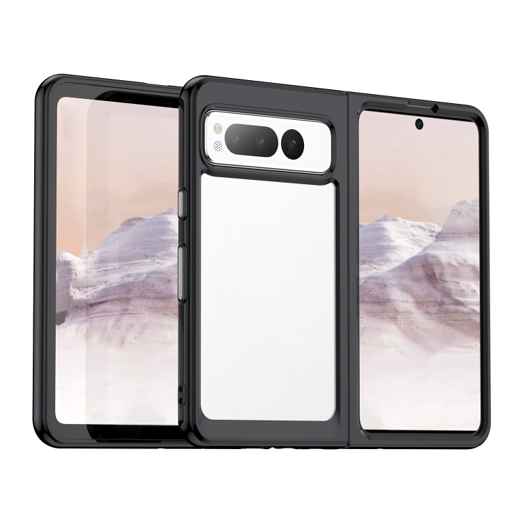 

For Google Pixel Fold Colorful Series Acrylic + TPU Phone Case(Black)