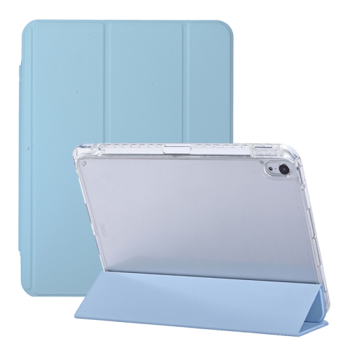 

For iPad 10th Gen 10.9 2022 3-Fold Lock Buckle Leather Smart Tablet Case(Sky Blue)