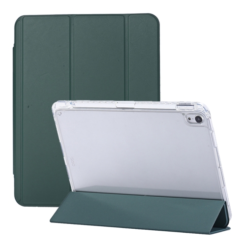 

For iPad 10th Gen 10.9 2022 3-Fold Lock Buckle Leather Smart Tablet Case(Deep Green)