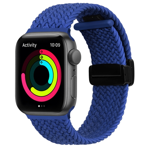 

Magnetic Fold Clasp Woven Watch Band For Apple Watch SE 2022 44mm(Blue)