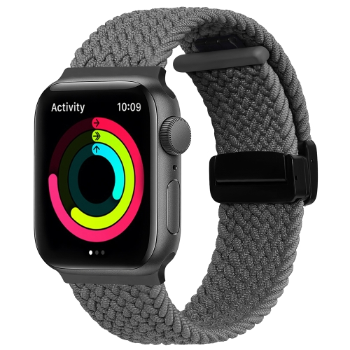 

Magnetic Fold Clasp Woven Watch Band For Apple Watch 5 44mm(Grey)