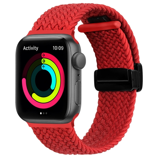 

Magnetic Fold Clasp Woven Watch Band For Apple Watch 3 38mm(Red)