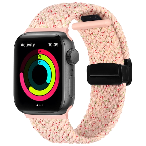 

Magnetic Fold Clasp Woven Watch Band For Apple Watch 38mm(Starlight Pink)
