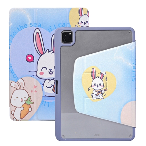 

For iPad Pro 11 2022 / 2021 / 2020 3-Fold 360 Rotation Painted Leather Smart Tablet Case(Bunny)